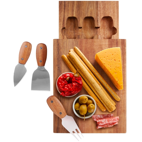 The Beaufort Acacia Cheese Board Set with Drawer - The Beaufort Acacia Cheese Board Set with Drawer - Image 0 of 7