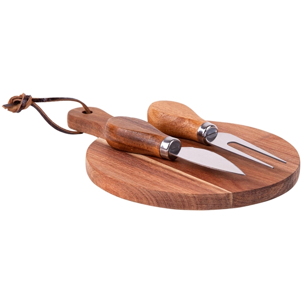 Mini Round Cheese Board & Knife Set - Mini Round Cheese Board & Knife Set - Image 3 of 6