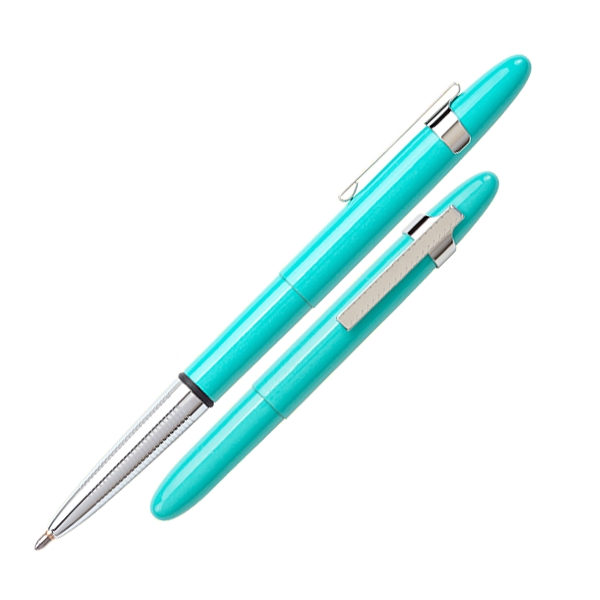 Tahitian Blue Bullet Space Pen w/ Chrome Nose Tip - Tahitian Blue Bullet Space Pen w/ Chrome Nose Tip - Image 1 of 1