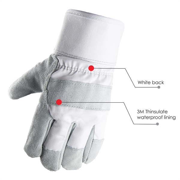 Winter Lined Waterproof Leather Palm Gloves - Winter Lined Waterproof Leather Palm Gloves - Image 5 of 5