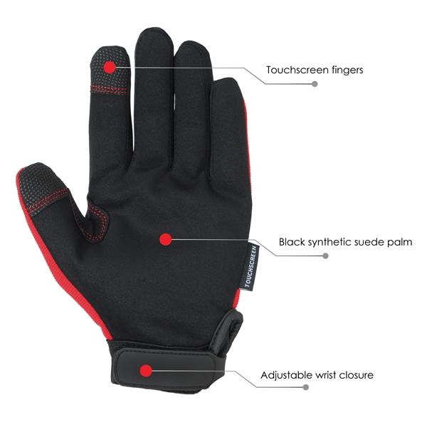 Red Touchscreen Mechanics Gloves - Red Touchscreen Mechanics Gloves - Image 4 of 5