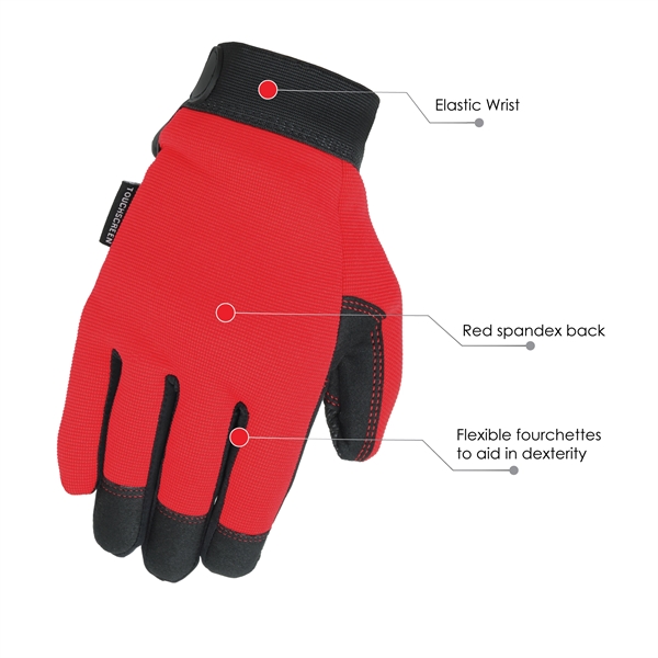 Red Touchscreen Mechanics Gloves - Red Touchscreen Mechanics Gloves - Image 5 of 5