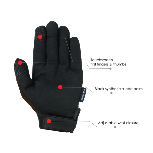 Touchscreen Brown Mechanics Gloves - Touchscreen Brown Mechanics Gloves - Image 4 of 5