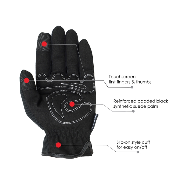 Black Slip On Touchscreen Mechanics Gloves - Black Slip On Touchscreen Mechanics Gloves - Image 4 of 5