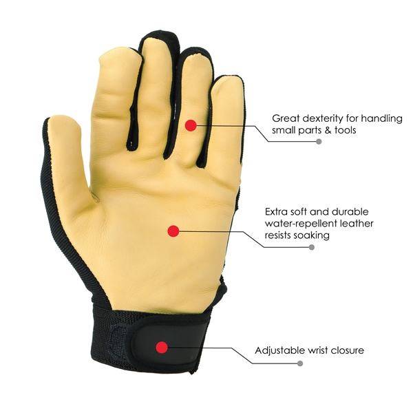 Premium Cowhide Leather Mechanics Gloves - Premium Cowhide Leather Mechanics Gloves - Image 5 of 6