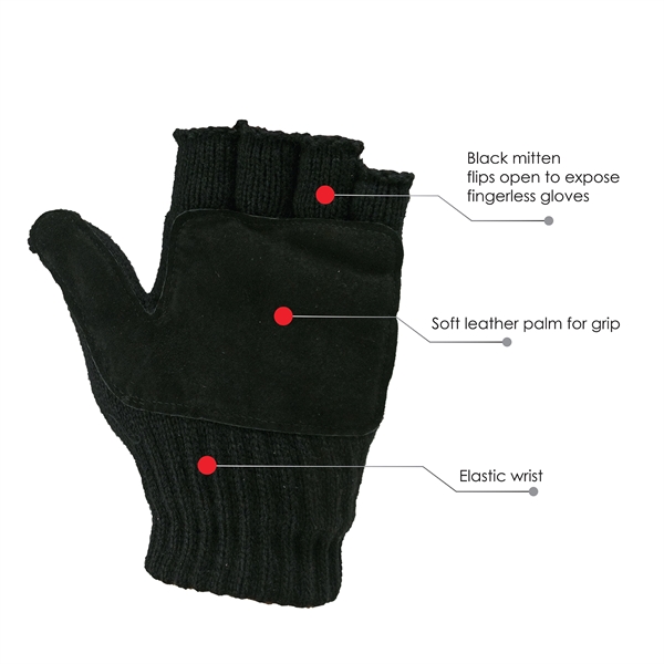 Black Glomitt Flip Mittens - Black Glomitt Flip Mittens - Image 5 of 6