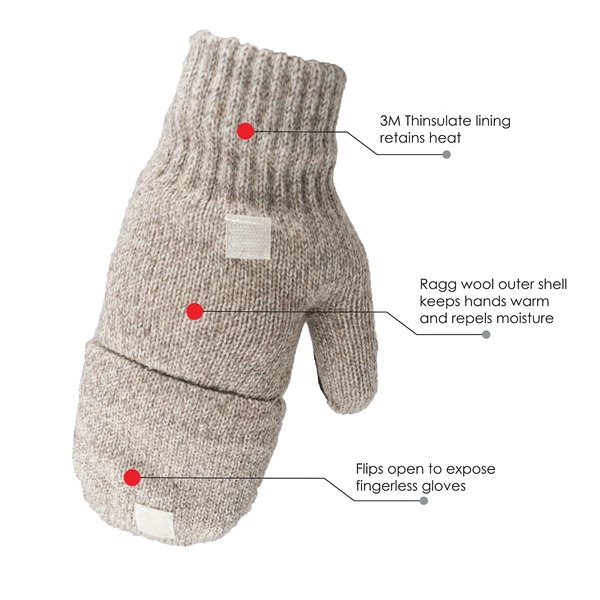 Oatmeal Glomitt Flip Mittens - Oatmeal Glomitt Flip Mittens - Image 6 of 6