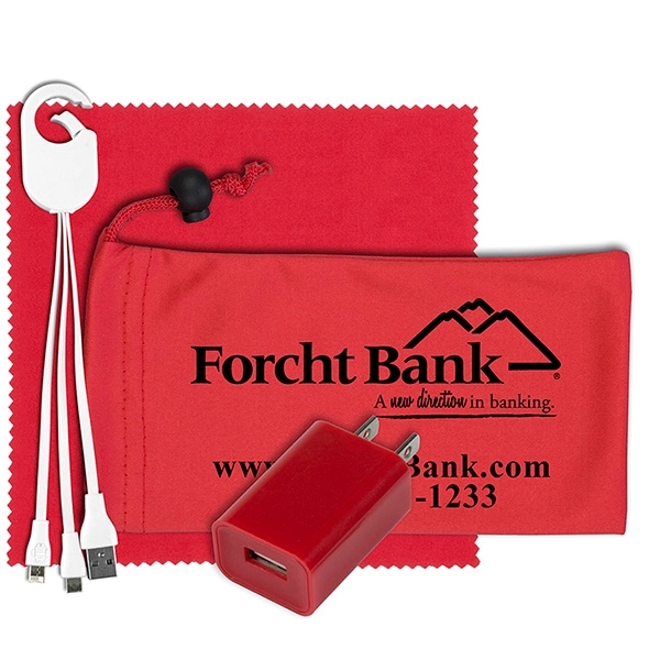 Mobile Tech Wall Charging Kit in Microfiber Cinch Pouch - Mobile Tech Wall Charging Kit in Microfiber Cinch Pouch - Image 5 of 14