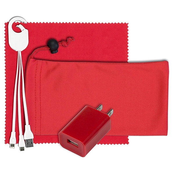Mobile Tech Wall Charging Kit in Microfiber Cinch Pouch - Mobile Tech Wall Charging Kit in Microfiber Cinch Pouch - Image 1 of 14