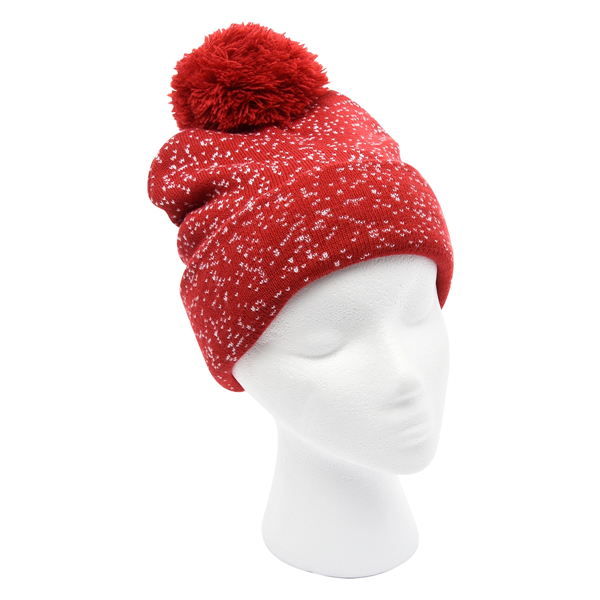 Speckled Pom Beanie With Cuff - Speckled Pom Beanie With Cuff - Image 11 of 16