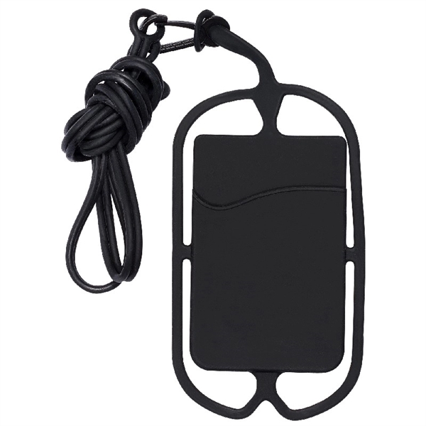 Silicone Pocket with Lanyard for Mobile Devices - Silicone Pocket with Lanyard for Mobile Devices - Image 1 of 5