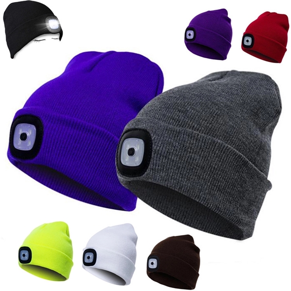 LED Light Beanie Hat with Batteries - LED Light Beanie Hat with Batteries - Image 0 of 2