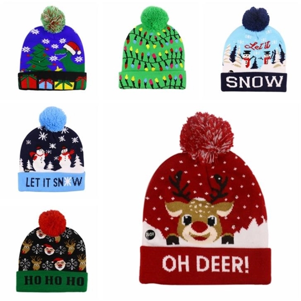 LED Glowing Beanie Snow Hat - LED Glowing Beanie Snow Hat - Image 1 of 3