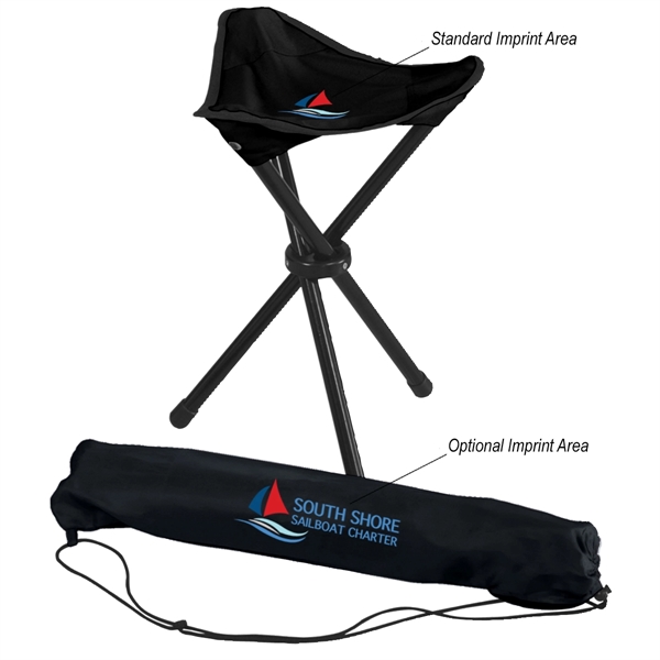 Folding Tripod rPET Stool With Carrying Bag