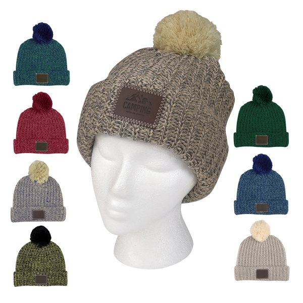 Leatherette Pom Beanie - Leatherette Pom Beanie - Image 1 of 9