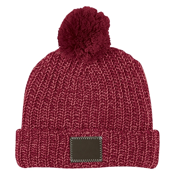 Leatherette Pom Beanie - Leatherette Pom Beanie - Image 5 of 9