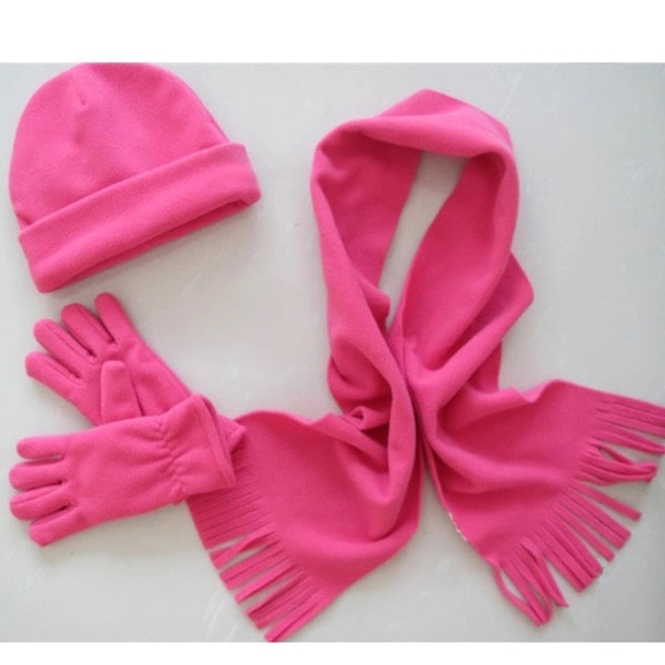 Polar Fleece 3 Piece Hat Scarf Glove Set - Polar Fleece 3 Piece Hat Scarf Glove Set - Image 2 of 7