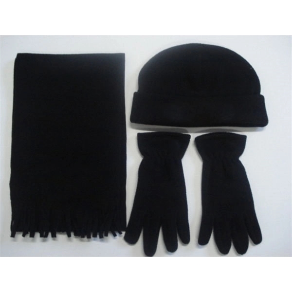 Polar Fleece 3 Piece Hat Scarf Glove Set - Polar Fleece 3 Piece Hat Scarf Glove Set - Image 3 of 7