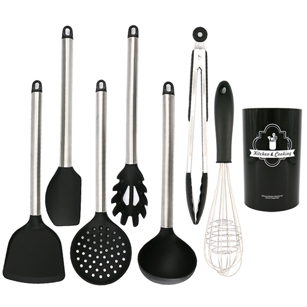 8Pcs Silicone Kitchen Cooking Utensils Tool Set - 8Pcs Silicone Kitchen Cooking Utensils Tool Set - Image 0 of 5