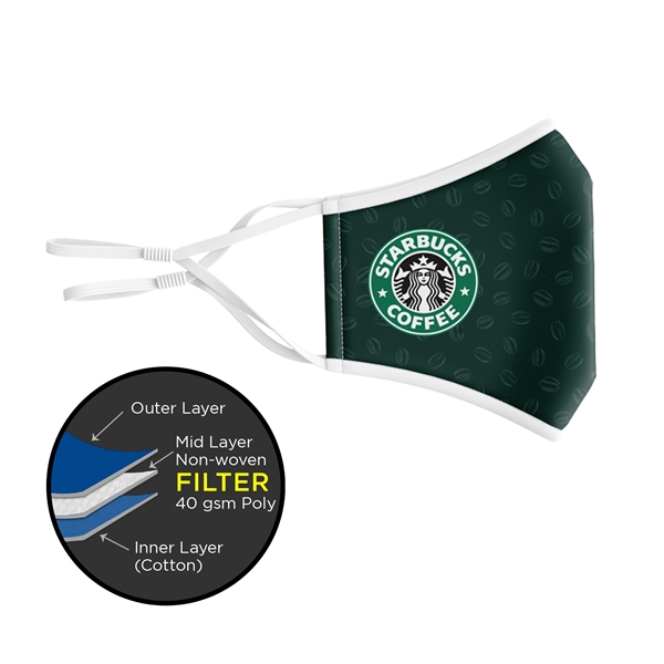 Mask with Sewn-In Filter 3D 3-Ply Full-Color Polyester Adj - Mask with Sewn-In Filter 3D 3-Ply Full-Color Polyester Adj - Image 2 of 3