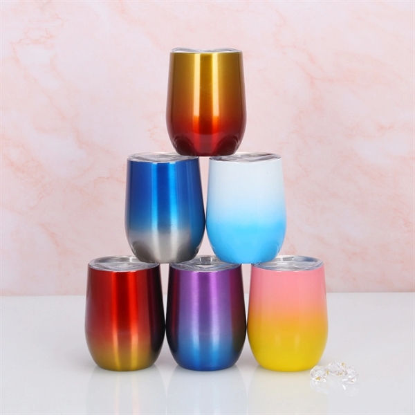 12oz Double Wall Gradient Color Eggshell Cup with Lid - 12oz Double Wall Gradient Color Eggshell Cup with Lid - Image 0 of 6