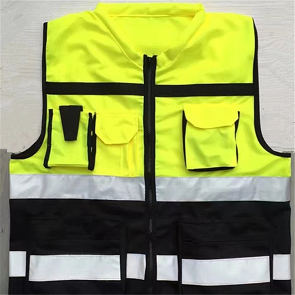 Breathable Reflective Safety Vest with Pockets and Zipper - Breathable Reflective Safety Vest with Pockets and Zipper - Image 2 of 3