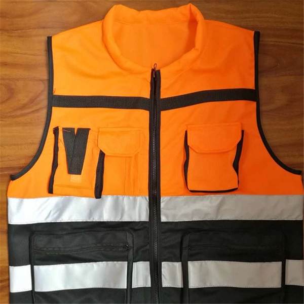 Breathable Reflective Safety Vest with Pockets and Zipper - Breathable Reflective Safety Vest with Pockets and Zipper - Image 3 of 3