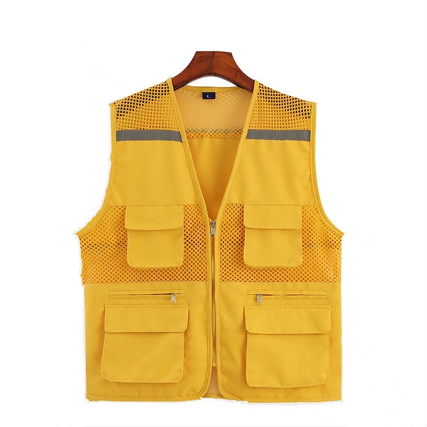 High Visibility Strip Workwear with Zipper Breathable Mesh C - High Visibility Strip Workwear with Zipper Breathable Mesh C - Image 4 of 9
