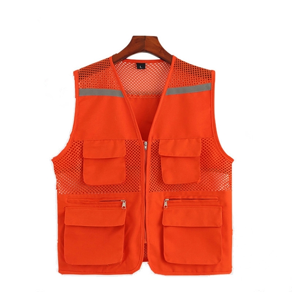 High Visibility Strip Workwear with Zipper Breathable Mesh C - High Visibility Strip Workwear with Zipper Breathable Mesh C - Image 5 of 9