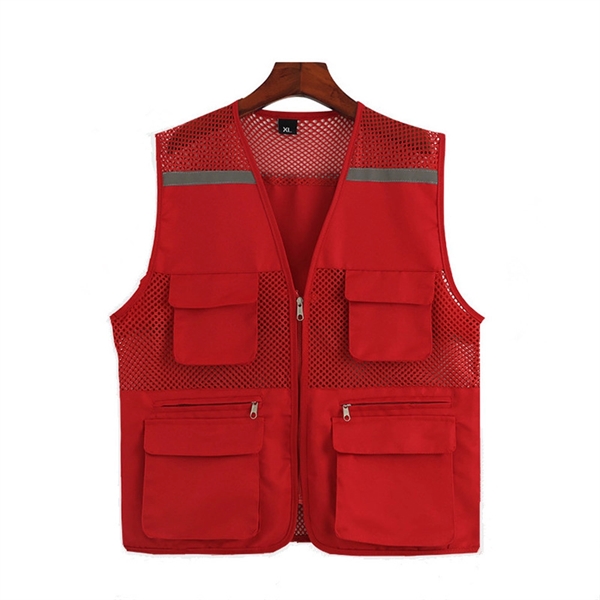 High Visibility Strip Workwear with Zipper Breathable Mesh C - High Visibility Strip Workwear with Zipper Breathable Mesh C - Image 6 of 9
