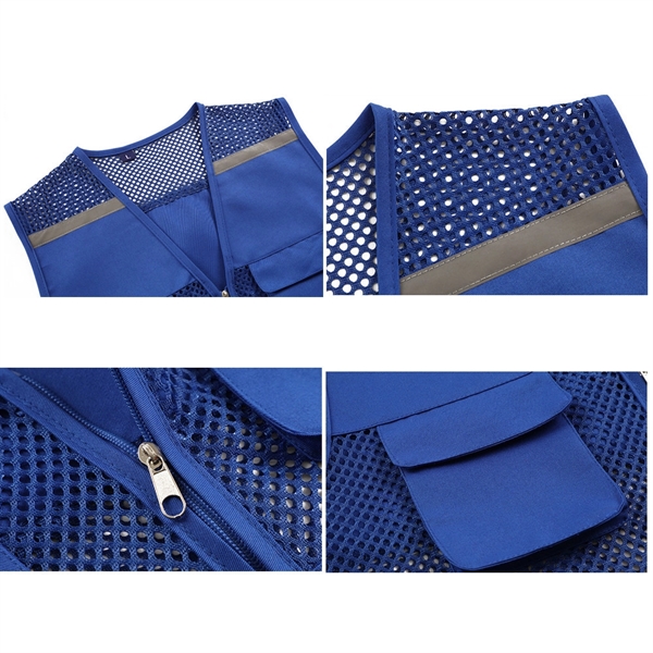 High Visibility Strip Workwear with Zipper Breathable Mesh C - High Visibility Strip Workwear with Zipper Breathable Mesh C - Image 7 of 9