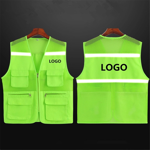 High Visibility Strip Workwear with Zipper Breathable Mesh C - High Visibility Strip Workwear with Zipper Breathable Mesh C - Image 8 of 9