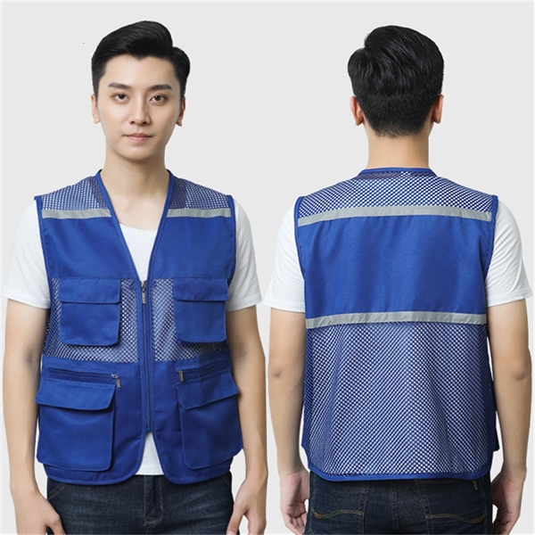 High Visibility Strip Workwear with Zipper Breathable Mesh C - High Visibility Strip Workwear with Zipper Breathable Mesh C - Image 9 of 9