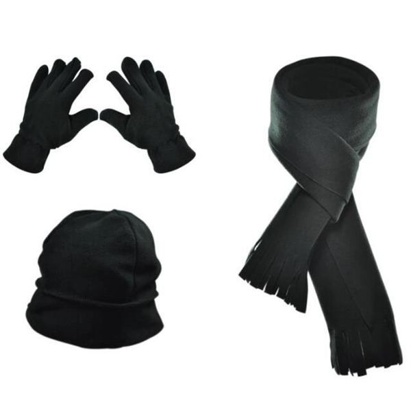 Polar Fleece 3 Piece Hat Scarf Glove Set - Polar Fleece 3 Piece Hat Scarf Glove Set - Image 5 of 7