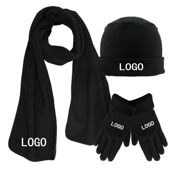 3 Pieces Polar Fleece Hat Scarf Glove Sets - 3 Pieces Polar Fleece Hat Scarf Glove Sets - Image 0 of 4