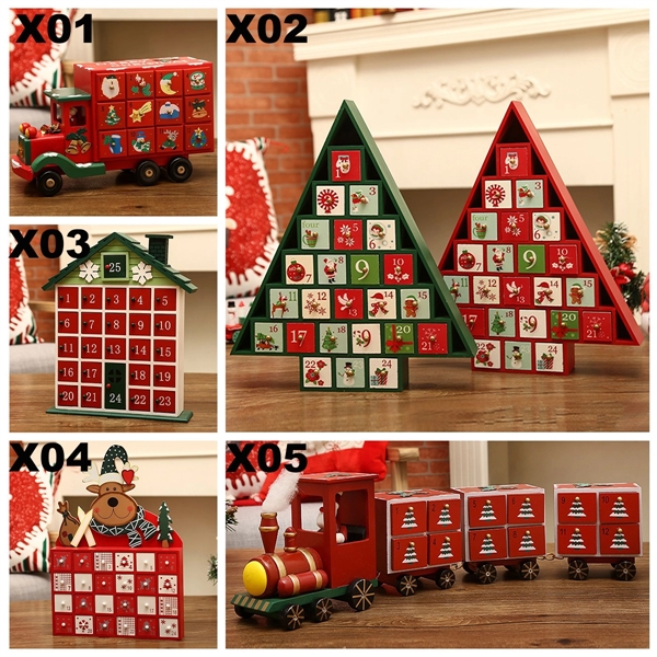 Wooden Christmas Advent Calendar with Pockets - Wooden Christmas Advent Calendar with Pockets - Image 1 of 3