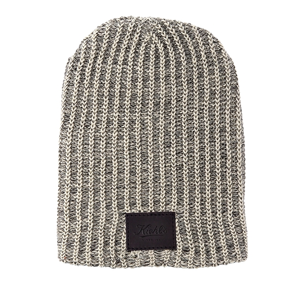 Custom HABERDASHER 100% Cotton Knit Beanie with Leather Patch