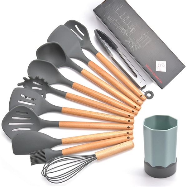 11 Pcs/Set Silicone Kitchen Cooking Utensils Tool - 11 Pcs/Set Silicone Kitchen Cooking Utensils Tool - Image 1 of 4