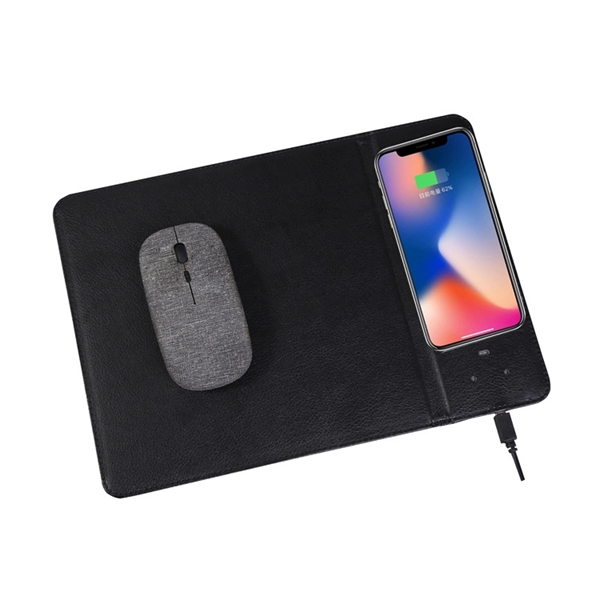 Wireless Charger Leather Mouse Pad - Wireless Charger Leather Mouse Pad - Image 0 of 3