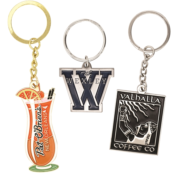 Custom Brass Key Chain, Die Struck w/ Soft Enamel Color