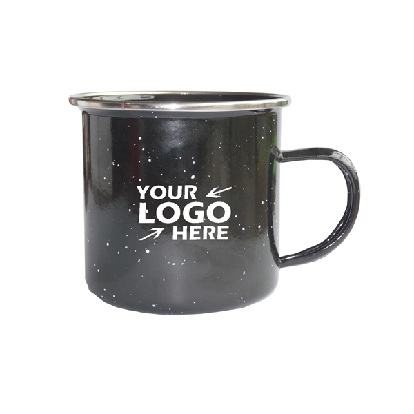 12oz Black Camping Mug with Silver Rim - 12oz Black Camping Mug with Silver Rim - Image 0 of 1