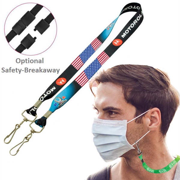 USA Decorated 3/4" Lanyard Full Color Face Mask Keeper - USA Decorated 3/4" Lanyard Full Color Face Mask Keeper - Image 0 of 1