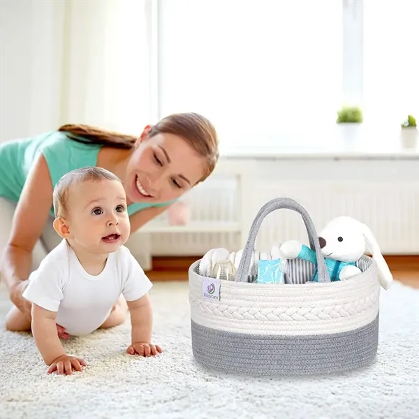 Cotton Rope Diaper Caddy, Travel Tote, Mami bag - Cotton Rope Diaper Caddy, Travel Tote, Mami bag - Image 2 of 5