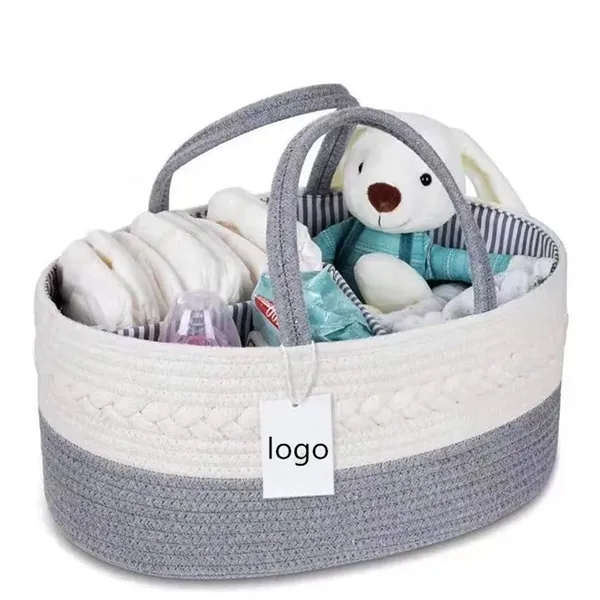 Cotton Rope Diaper Caddy, Travel Tote, Mami bag - Cotton Rope Diaper Caddy, Travel Tote, Mami bag - Image 0 of 5