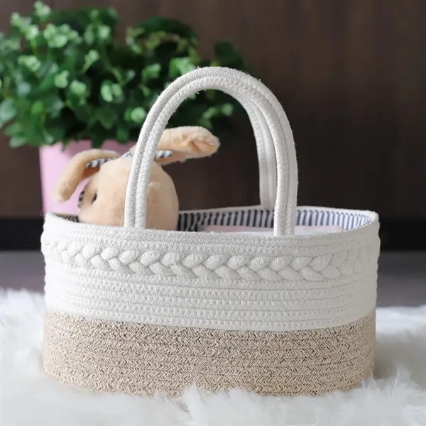 Cotton Rope Diaper Caddy, Travel Tote, Mami bag - Cotton Rope Diaper Caddy, Travel Tote, Mami bag - Image 3 of 5