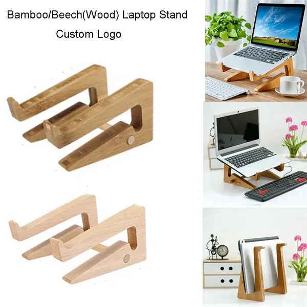 Beech Desk Riser Computer Holder Bamboo Laptop Stand - Beech Desk Riser Computer Holder Bamboo Laptop Stand - Image 0 of 6