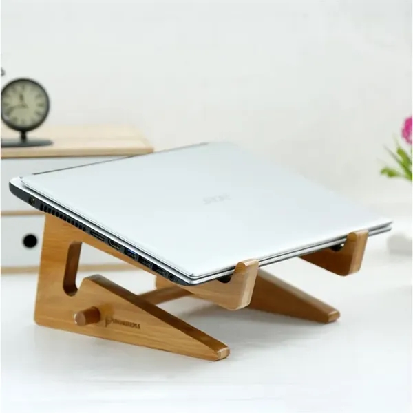 Wood Bamboo Desk Riser Laptop Stand - Wood Bamboo Desk Riser Laptop Stand - Image 4 of 6