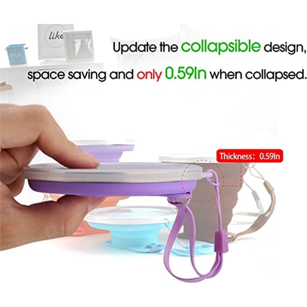 Silicone Folding Camping Cup with Lids - Silicone Folding Camping Cup with Lids - Image 4 of 5