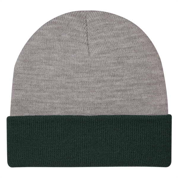 Two-Tone Knit Beanie With Cuff - Two-Tone Knit Beanie With Cuff - Image 1 of 3