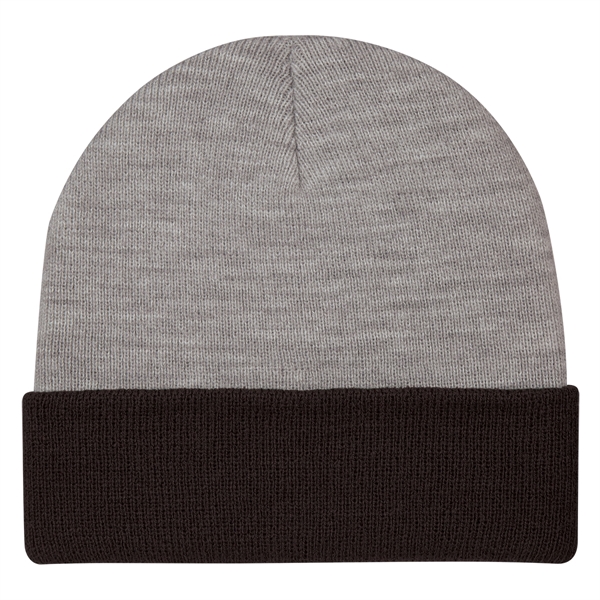 Two-Tone Knit Beanie With Cuff - Two-Tone Knit Beanie With Cuff - Image 3 of 3